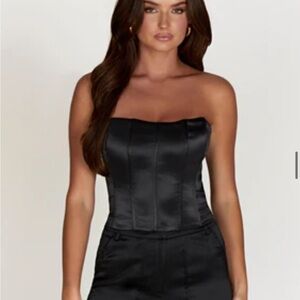 Meshki Black Strapless Satin Corset Top
